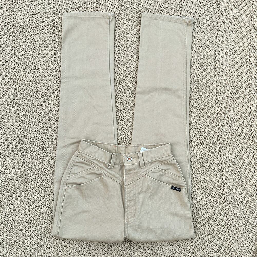 Vintage Western Rockies‎ Rocky Mountain Khaki Tan Yoke Jeans 7/8 - Size 26 x 34